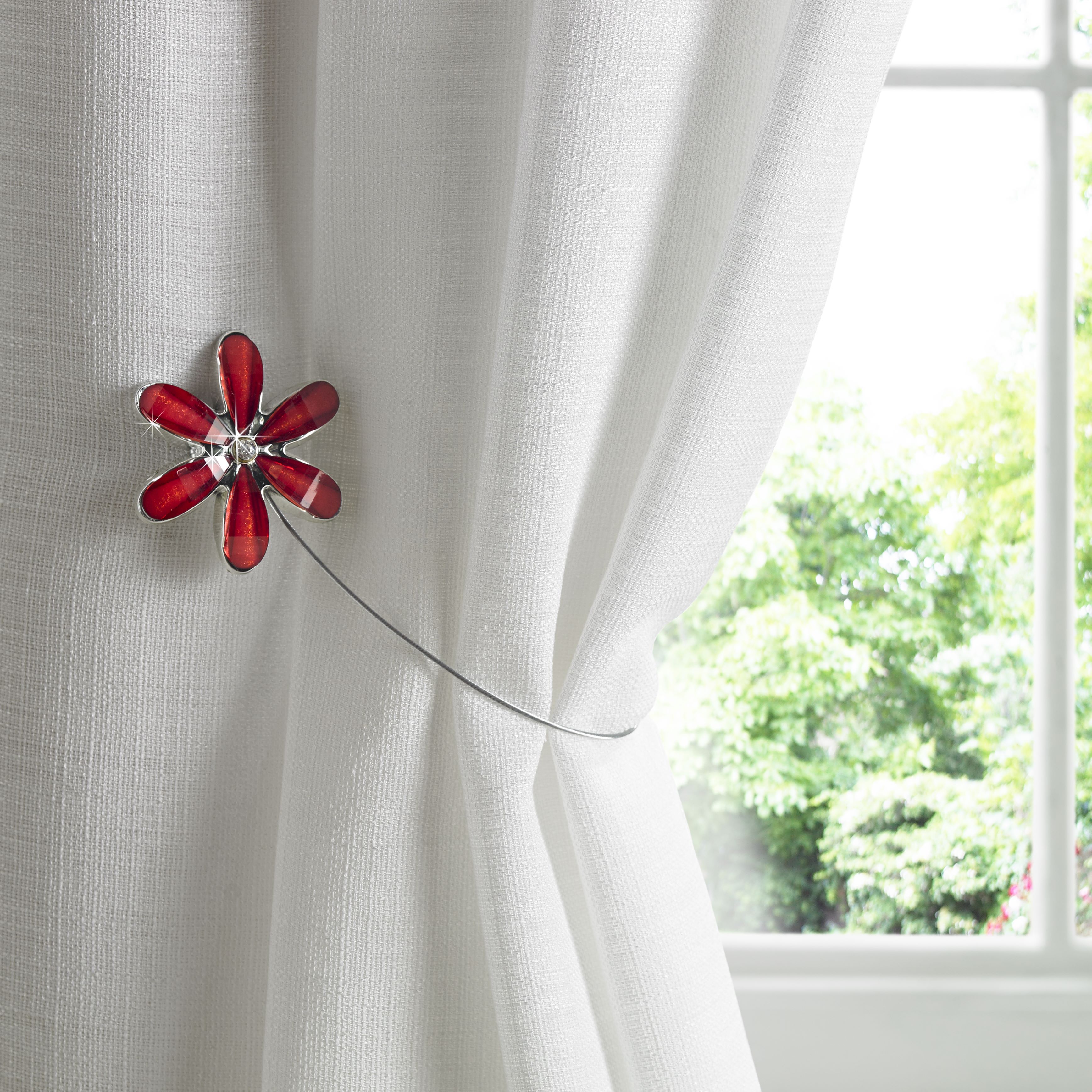 Magnetic Tie Back Flowers red